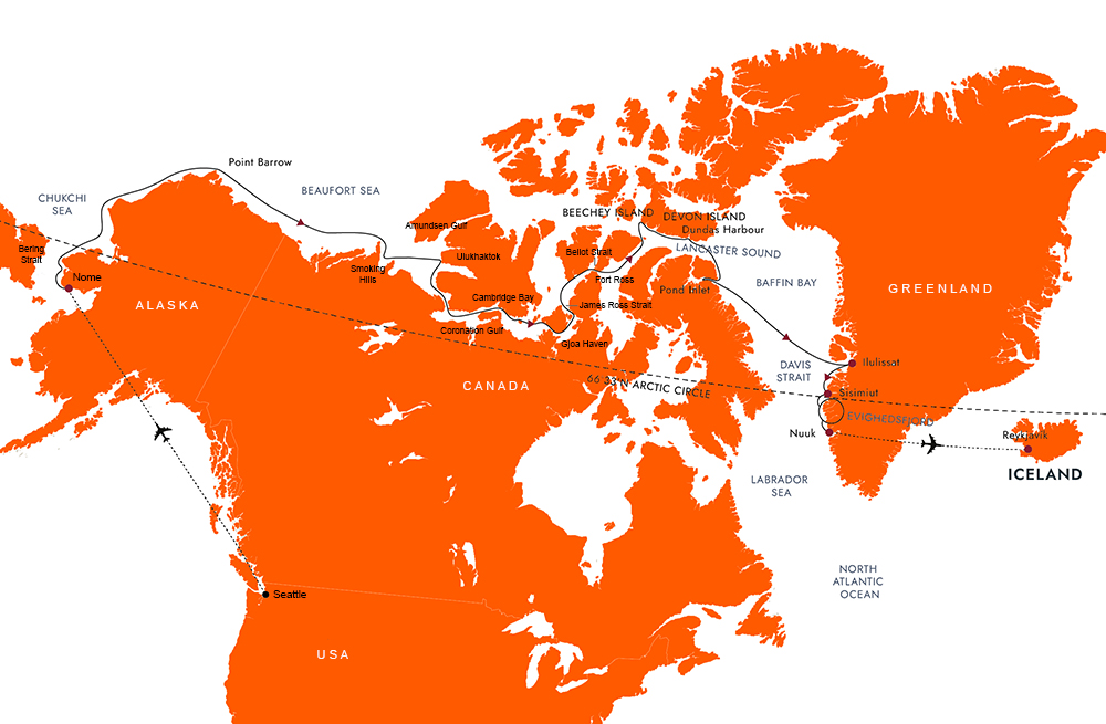 North West Passage Cruise Map Hurtigruten