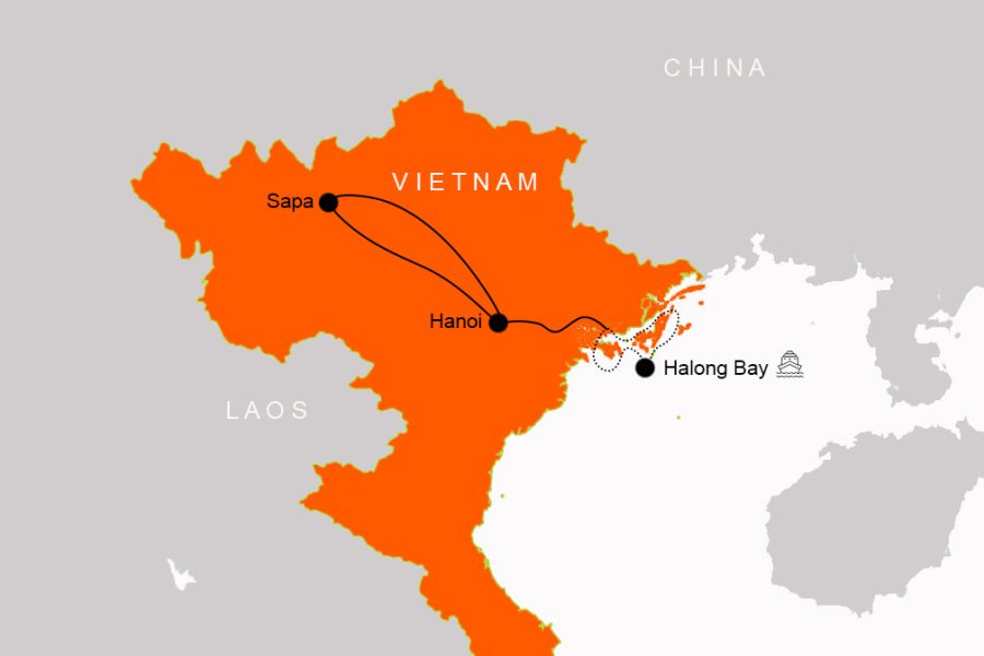 8 Day North Vietnam Map