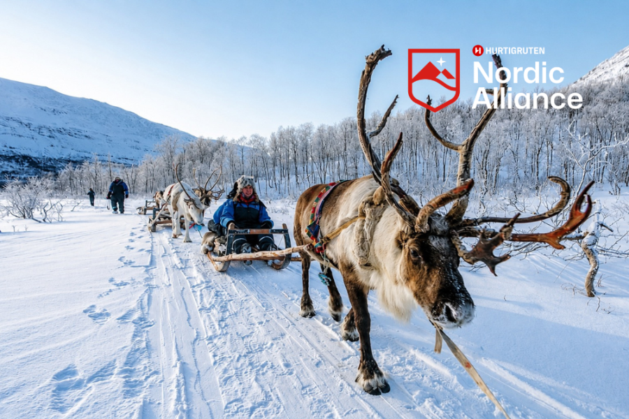 Hurtigruten - Reindeer sledding - Norway with Nordic Alliance Logo